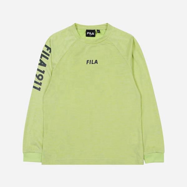 Fila Aurora Crew Neck L/S Boy's T-Shirts - Green,NZ 429-9314